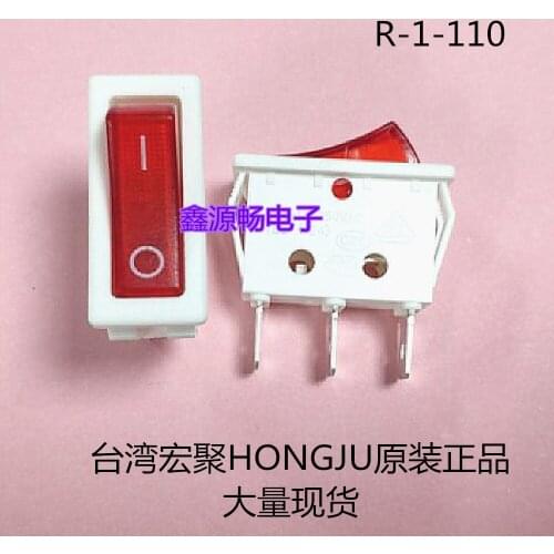 Original New 100% rocker switch R-1-110-C5L-WR 3pin 2gear white bottom red light