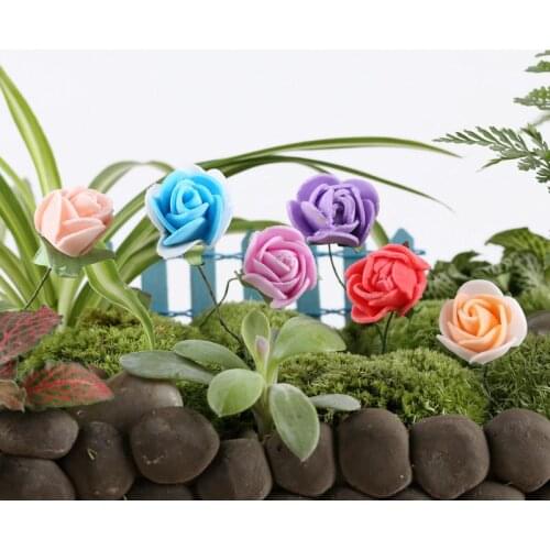 Foam Rose Flower Miniature Fairy Garden Decoration Houses Craft Micro Landscaping Decor Home Decoration DIY Accessories