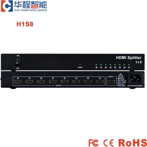 Free shipping hdmi splitter AMS-H1S8 1 HDMI Input, 8 HDMI Output support 1080p 3D 4K HD resolution for led outdoor display