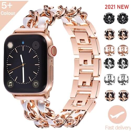 Women Stainless Steel Strap for Apple Watch 6 5 4 3 Band Luxury Metal Bracelet for IWatch Series 42/38/40/44mm Wirst Accessories