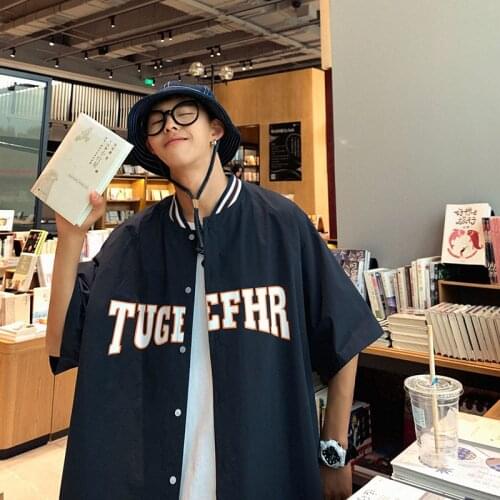 Hip hop short sleeve shirt mens summer thin fashion brand shirt casual coat high-grade feeling ruffian handsome top camisa