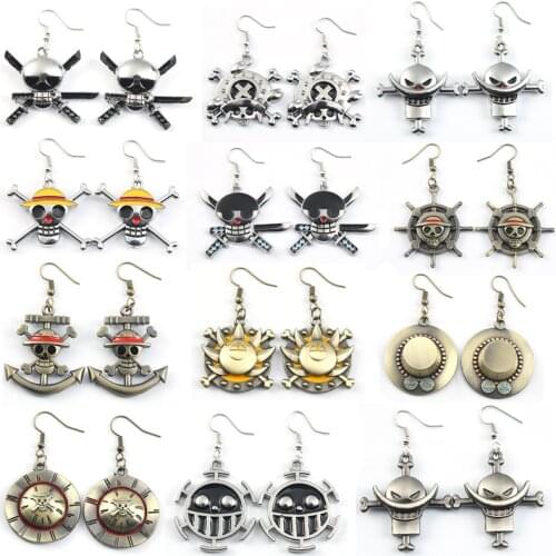 Hot-selling Anime One Piece Sauron Earrings Luffy Hat Zoro Sanji Drop Earrings for Women Girls Accessories Gift