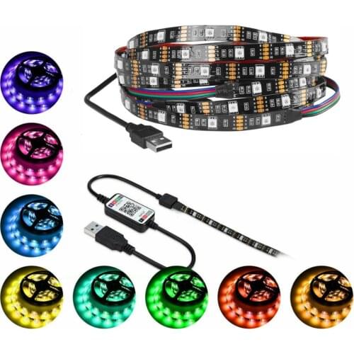 KAWATIK Bluetooth APP Control RGB LED Strip Light USB Powered Sync with Music TV Backlight Control Lights