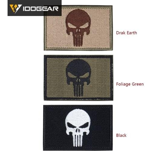 IDOGEAR Paintball Wargame Gear Tactical Patch Embroider Skull Badge Military Tan Black Tactical Accessories