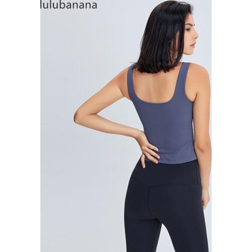 Lulubanana Womens Padded Sports Yoga Vest Full-Support Crop Tank Top for Workout Running Fitness Sleeveless Activewear