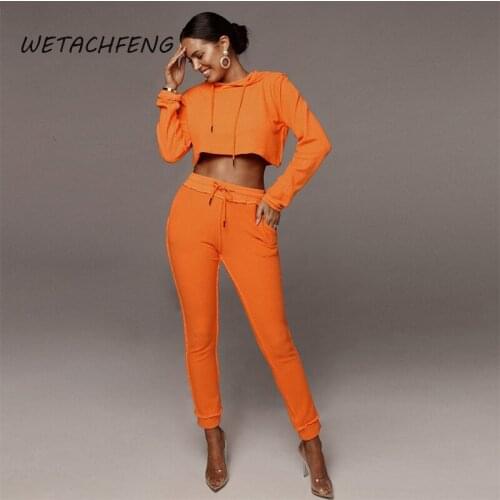 Casual Two Piece Sets Hooded Hoodie Matching Pants Womens Tracksuit Oversized Solid Outfits Sportswear Suits Female Clothing