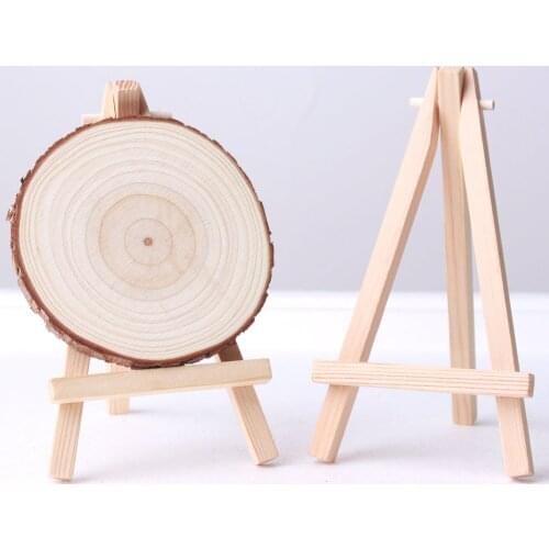 1pc Wooden Bracket Picture Frame Photo Display Wood Slice Home Desktop Decoration