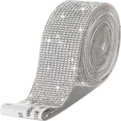 1 Yard Self-Adhesive Crystal Rhinestone Diamond Ribbon Trim Tape Sticker DIY Event Car Phone Decor Art Craft Sewing Accessories