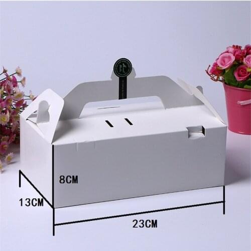 100Pcs 23x13x8cm Large White/Black Paper Cake Box With Handle Portable Ecofriendly Gift Box Kraft Paper Cake Food Packing Box