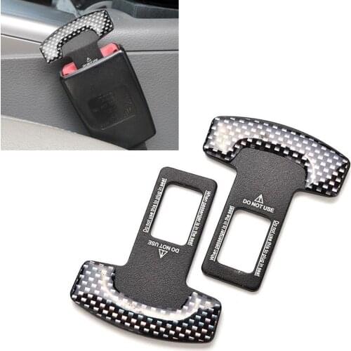 2pcs Car Seat Belt Clip Safety Belt Plug Safety Belt Buckles Real Carbon Fiber Truck Car Seat Safty Belt Alarm Canceler Stopper