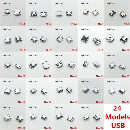 24 models Micro usb Socket Jack connector common charging port for MP3/4/5 Lenovo Huawei ZTE Huawei mobile/tablet/GPS