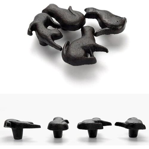 Cast Iron Matt Black Cat Shaped Cupboard Drawer Knob Kitchen Cabinet Door Pull Knobs with Screws