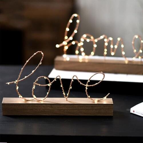 Room Decor Table Lamp LED Light LOVE Letters Bedroom Home Living Room Wedding Decoration Figurines Ornaments Valentines Day Gift