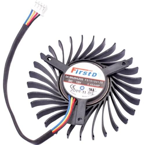 FD7010U12D Firstd 12V 0.45A diameter 45mm mounting hole pitch 39mm dual ball graphics card cooling fan