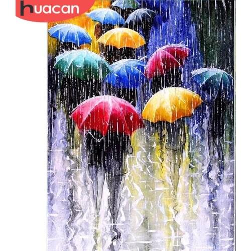HUACAN DIY Diamond Painting Landscape Umbrella Full Drill Square Round Drill Home Decoration Cross Stitch Kit Mosaic Embroidery
