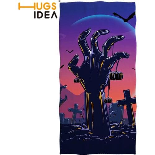 HUGSIDEA Halloween Hand Printing Microfiber Soft Bath Towel Mens Quick-dry Beach Towel Ultra-Absorbent Towels Suitable for Swim