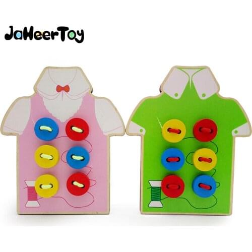 JaheerToy Baby Toys for Children Wear Buttons Montessori Educational Toy Early Childhood Learning Wear Line Lovely Clothing