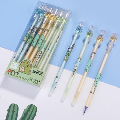 12Pcs/Set Kawaii Erasable Gel Pen Cute Animal Pens 0.38mm/0.5mm Black Blue Ink Stationery Office School Writing Supplies Gift