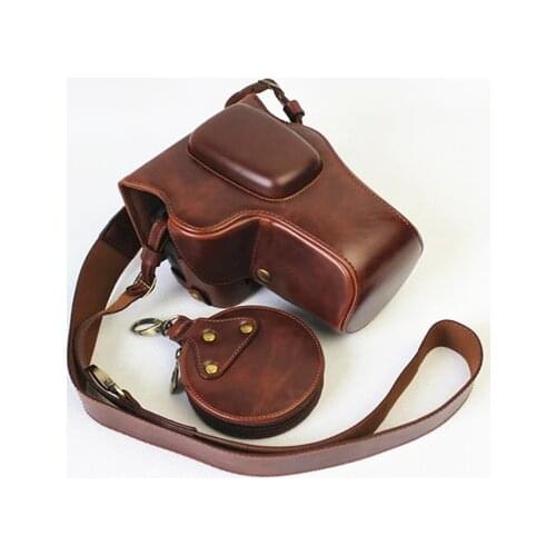 For Nikon D3400 D3200 D3300 18-55mm VR Camera Bag Case Leather Pouch with lens cap collection bag With Battery Opening