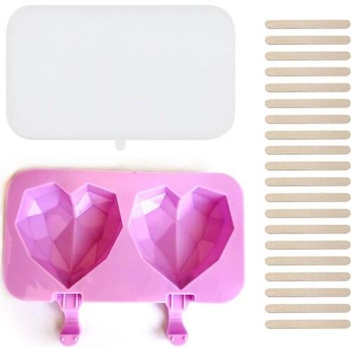 Love Heart Mold Wedding Decorating Moulds Baking Tool Diamond Silicone DIY Ice Cream Dessert Cake with Lid 3D