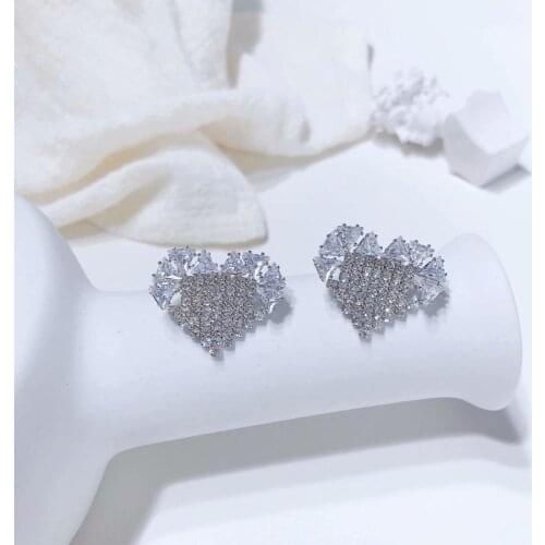 Fashion Heart Small Earrings Zircon Rhinestone Put together Love Women Shining Charm Korean Earrings Simple Party Gift