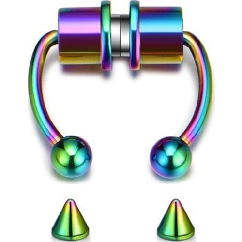 1PCS Reusable Alloy Nose Ring Fake Magnetic Horseshoe Non Piercing Hoop Jewelry For Party Bar Jewelry