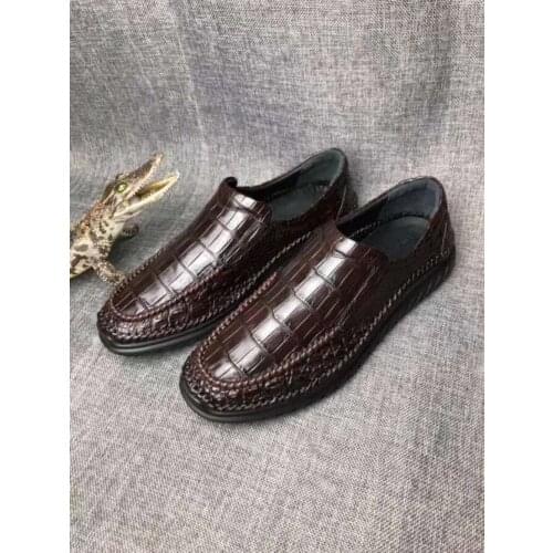100% Genuine real crocodile belly skin men shoe durable solid quality high skilled handcraft excellent quality leisure men shoe