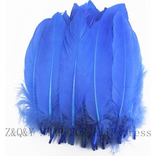 50-200 natural goose feathers 15-20CM dyed dark blue DIY craft jewelry clothing feathersthing feathers