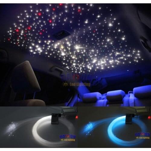 New Hot LED Twinkle Ceiling Lights Fiber Optic Star 10W RGBW Lighting Kit 200pcs 0.75mm 2m + RF Remote for Car Roof Decoration
