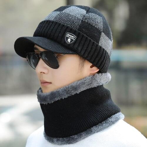New Unisex Add Fleece Lined Winter Hat Wool Warm Knitted Hat Set Thick Soft Stretch Winter Hats For Men Women Leisure Beanie Cap