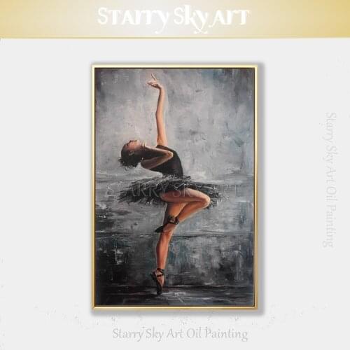 New Arrivals Hand-painted High Quality Lady Dancer Figure Oil Painting on Canvas Dancing Ballerina Portrait Acrylic Painting