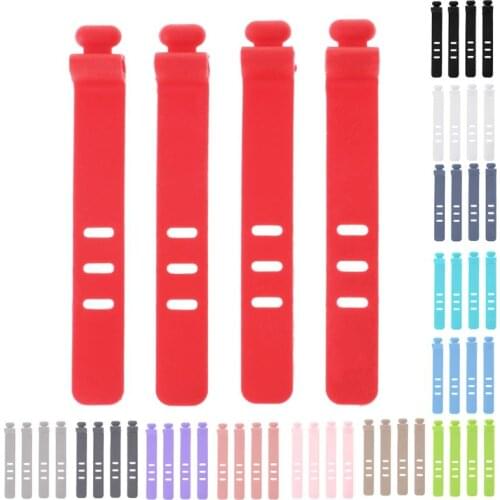 4PCS Earphone Cable Organizer Earphone Cable Tidy Silicone Data Wire Cable Winder Finishing Buckle