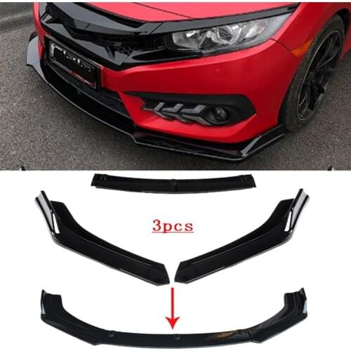 Front Bumper Spoiler Protector Plate Lip Body Kit Carbon Surface Car Decorative Strip Shovel For Civic Hybrid Si Sedan 2012-2019