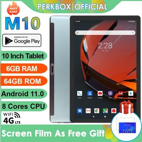 Perkbox M10 Tablet 10 Inch Octa Core Android 10.0 OS 6GB RAM 64GB ROM 4G FDD LTE Phone Call планшет 10 дюймов GPS WiFi Bluetooth