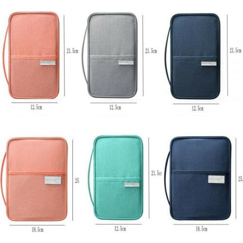Portable Family Travel Wallet Passport Holder Storage Bag Waterproof Blocking Zipper Document Purse