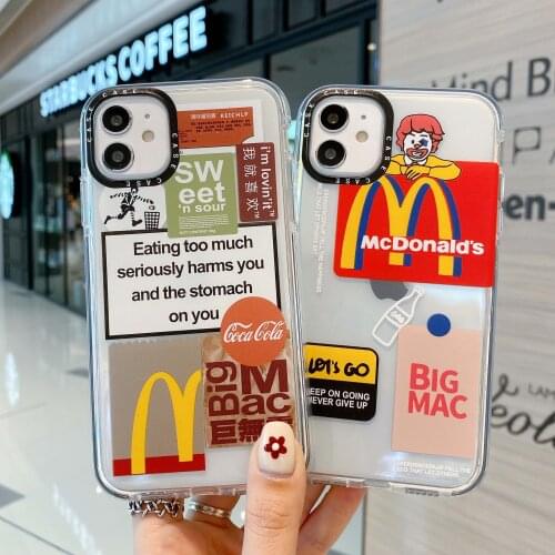 Luxury Burger Phone Cases for iPhone 11 12 Pro Max Mini XR XS Max X Shockproof Back Phone Cover Case for iPhone 7 8 Plus Se 2020