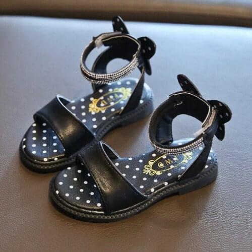 Girls Sandals Dot Princess Shoes 2020 Summer Fashion Non-slip Beach Shoes Kids Roman Sandals Girl Soft Bottom Bow Party Shoes