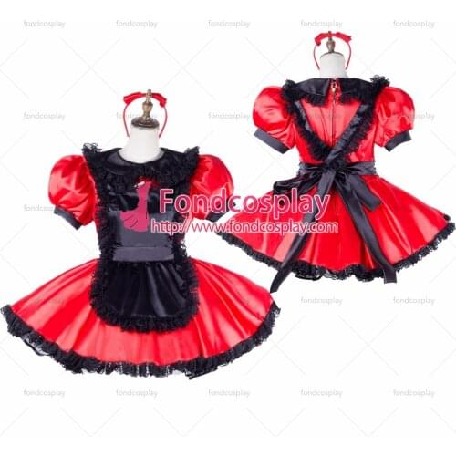 Sissy maid satin dress lockable Uniform cosplay costume Tailor-made[G2047]