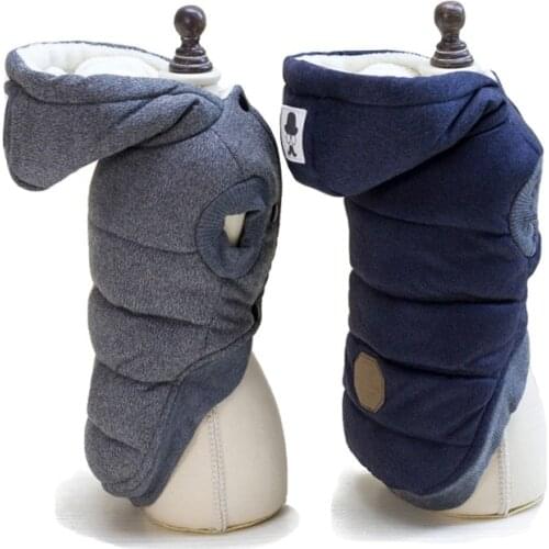 Gray Blue Colors S-xxl Sizes Two Legs Warm Pet Dog Clothes With Hat Embroidered Dogs Coat Jackets Winter Dog Clothes