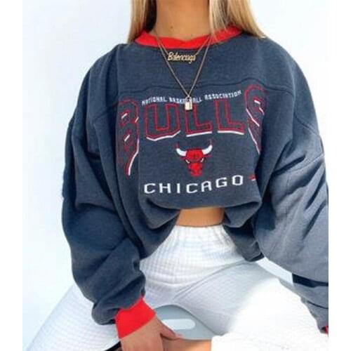 White Purple Contrast Design Sweatshirt Women Loose Sport Fashion Girls Long Sleeve Thin Winter Tops Plus Size Casual Streetwear