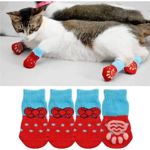 1 Pair Creative Cat Coats Pet Cat Socks Dog Socks Traction Control For Indoor Wear L/M/S Cat Clothing Multicolor S M L 4