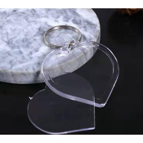 10PCS/lot Transparent Blank Keychain Heart Shape Acrylic Key Ring Photo Frame DIY Accessories