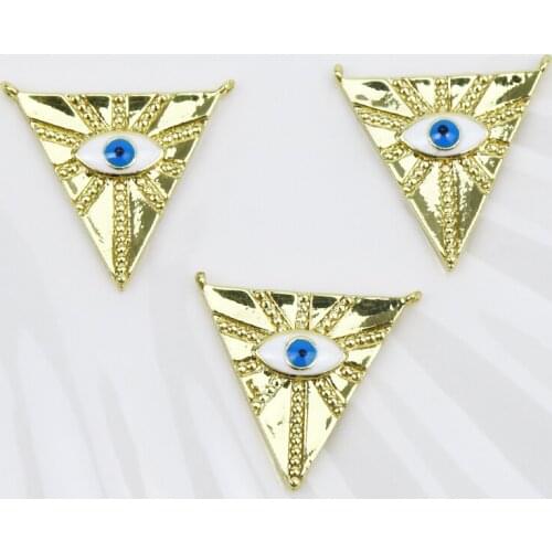 10 Pcs Triangle Pedant Eyes Pendant charms Gold Plated Jewelry Charms Jewelry pendants for necklace making 51904