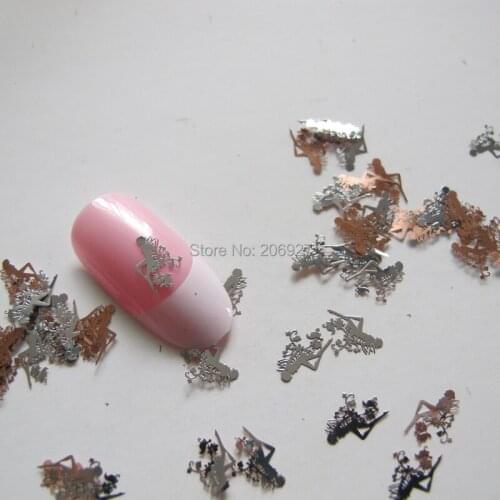 MS187-1 100pcs Silver Cute Fairy Metal Sticker Nail Art Metal Sticker Nail Art Decoration Non-adhesive Sticker