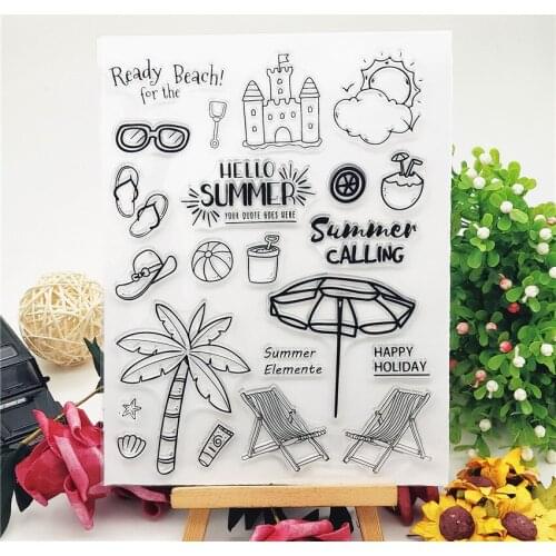 14*18CM Beach Transparent Clear Stamps / Silicone Seals Roller Stamp For DIY Scrapbooking Photo Album/Card Making
