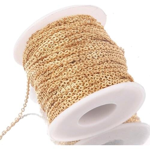 2Meters 2.5mm Gold Stainless Steel Flat Cable Link Chains Cross Chain Bulk for Necklace Bracelet DIY Jewelry Making Wholesale