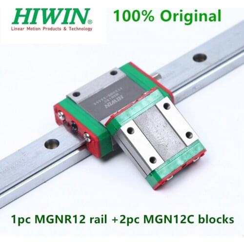 2pcs Original Hiwin MGN12C blocks + 1pc linear guide MGN12 150 200 250 300 350 400 450 500 550 mm MGNR12 rail cnc parts