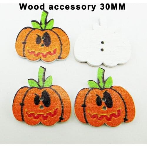 25PCS Pumpkin Buttons 2 Holes Pattern Cartoons Wood Sewing Button Scrapbooking Easter Charms WCF-408