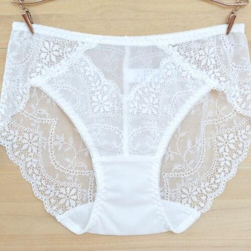 3pcs/lot sexy ladies brief Mid-Waist Women Panties Lace Brief Underpant women white lace Brief lace sexy underwear