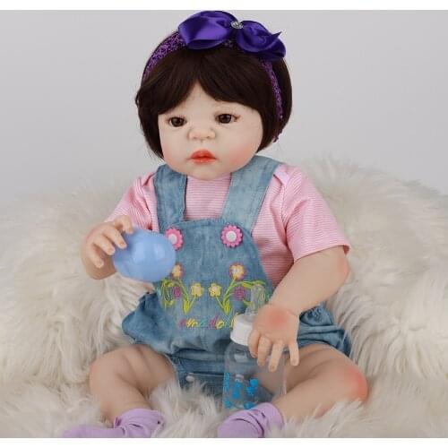55CM Realistic Newborn Baby 22 '' Full Silicone Body Lifelike Bebe Reborn Dolls For Children Birthday Gift Toy